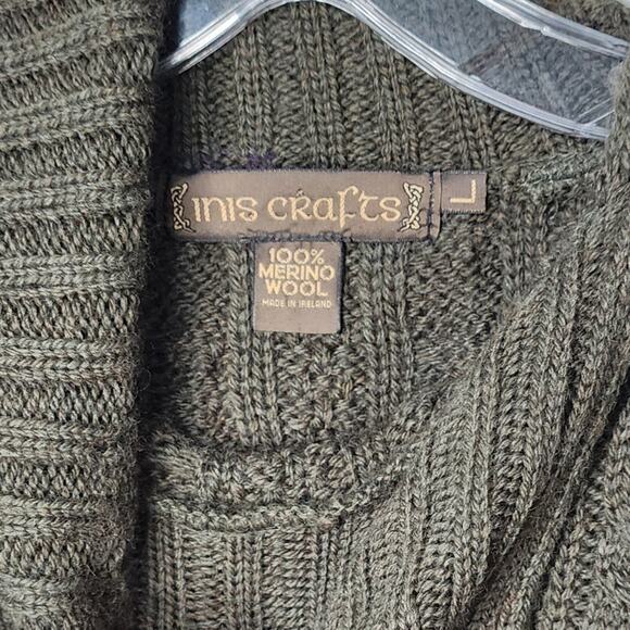 Inis Crafts Chunky Cable Knit 100% Merino Wool Pullover Sweater Womens Size L - Picture 3 of 5
